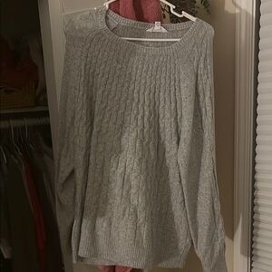 Gray Cable Knit Women's Sweater